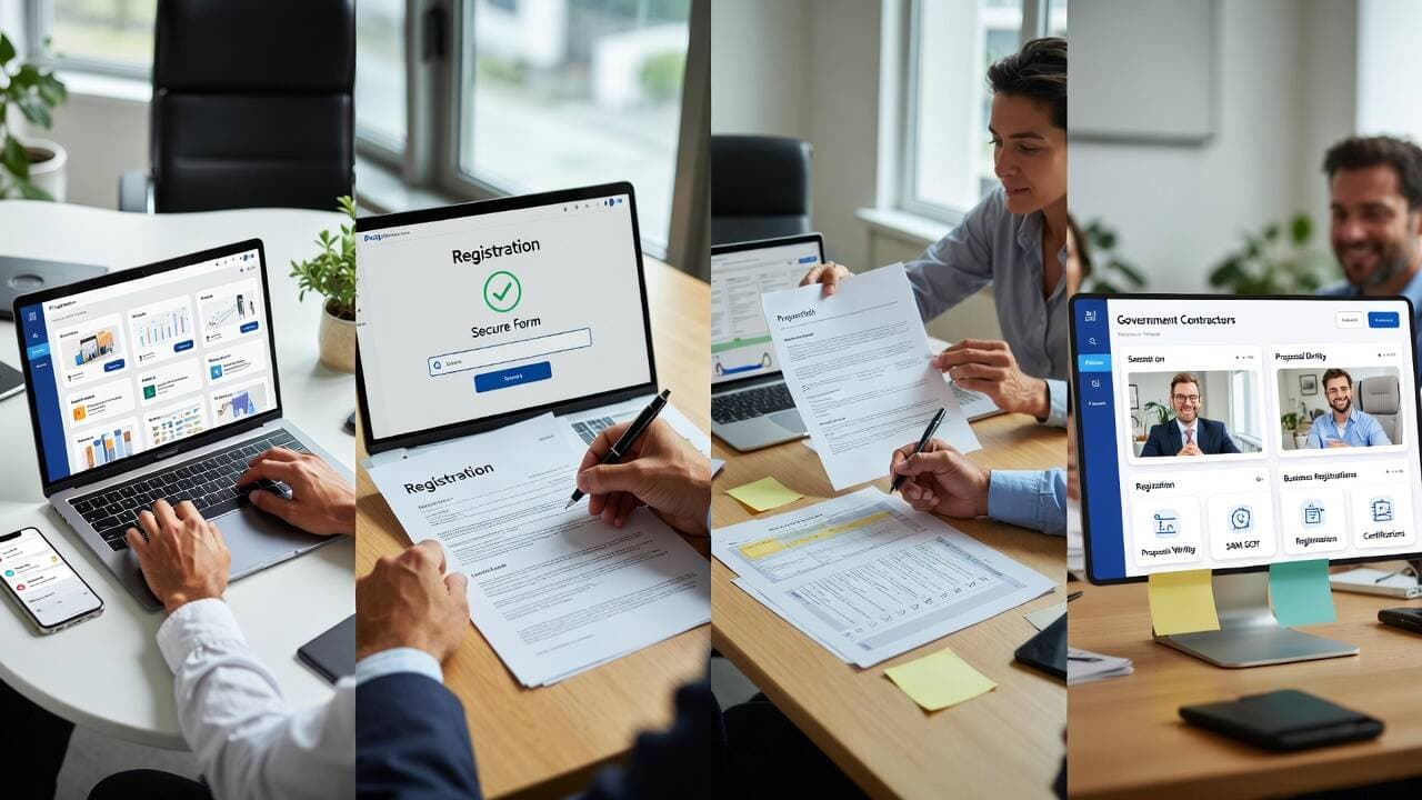 Federal contracting professionals reviewing a bid